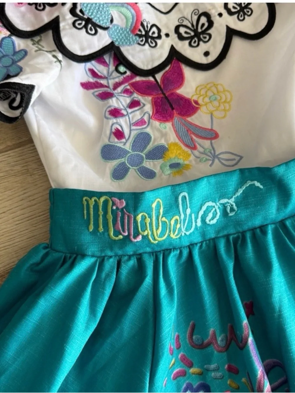 Disney Teal and White Embroidered Fiesta Dress Costume - Picture 3 of 7